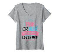 Donna Rosa O Blu Nonna Loves You Genere Rivela Nonna Maglietta con Collo a V