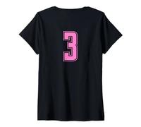 Donna Rosa Pink Numero 3 Uniforme Numerata Squadra Sportivo Maglietta con Collo a V