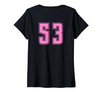 Donna Rosa Pink Numero 53 Uniforme Numerata Squadra Sportivo Maglietta con Collo a V