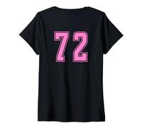 Donna Rosa Pink Numero 72 Uniforme Numerata Squadra Sportivo Maglietta con Collo a V