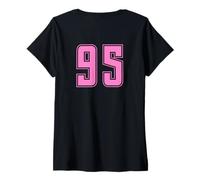 Donna Rosa Pink Numero 95 Uniforme Numerata Squadra Sportivo Maglietta con Collo a V