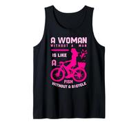 Donna Rosa Senza Uomo Come Pesce Bicicletta femminista Ragazza Potere Canotta