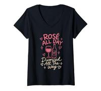 Donna Rose all Day Divorziato all The Way Wine Maglietta con Collo a V