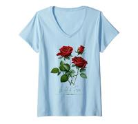 Donna Rose Rosse Selvatiche e libere Maglietta con Collo a V
