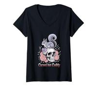 Donna Rose Scoiattolo Gotico maledetto ma coccoloso Occulto Maglietta con Collo a V