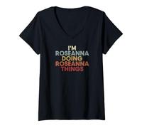 Donna Roseanna Name Roseanna Personalized Name First Given Maglietta con Collo a V
