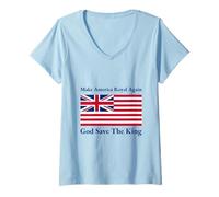Donna Rosso Bianco Blu Royal American British Flag Vector Maglietta con Collo a V