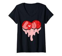 Donna Rosso Che Scioglie Ya Cuore-LOVE Rosso Maglietta con Collo a V