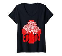 Donna Rosso, Inghilterra, Testo, Isolato, San Giorgio, Croce, e, Rose Maglietta con Collo a V