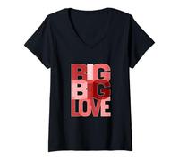 Donna Rosso Maroon Borgogna Big-Big-Love Maroon Rosso Borgogna Maglietta con Collo a V