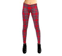 Donna Rosso Scozzese Stampa Leggings Gotico Punk Emo Rock N Rotolo Misura 8 - 22