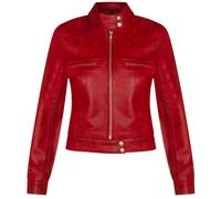 Donna Rosso Tinta Unita Pelle Biker Giacca Brando Moto Gotico Giacca