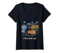 Donna Rottweiler Baseball Mom Vivo Qui Adesso Maglietta con Collo a V