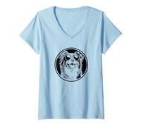 Donna Round Black Logo Blue Merle Australian Shepherd Lover Maglietta con Collo a V