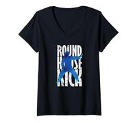Donna Round House Kick Boxing Taekwondo Maglietta con Collo a V
