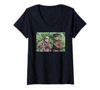 Donna Rowan Atkinson & Tony Robinson Blackadder esce Foto Maglietta con Collo a V