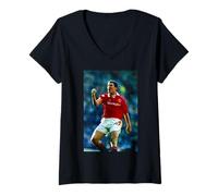 Donna Roy Keane Goal Manchester United Tottenham Hotspur - Pallone da Calcio Maglietta con Collo a V