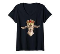 Donna Royal Goat King with Crown Maglietta con Collo a V