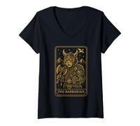Donna RPG Gamer Barbarian D20 Dice Nerdy Geek Gatto Uomini Donne Bambini Maglietta con Collo a V