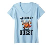 Donna RPG Gamer Let's Go On A Quest Nano Warrior Player Gioco di squadra Maglietta con Collo a V