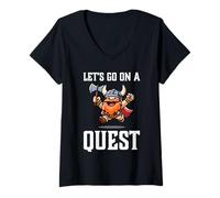 Donna RPG Gamer Let's Go On A Quest Nano Warrior Player Gioco di squadra Maglietta con Collo a V
