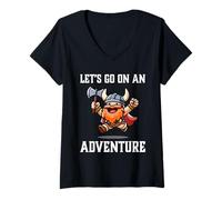Donna RPG Gamer Let's Go On An Adventure Nano Warrior Player Game Maglietta con Collo a V
