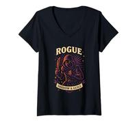 Donna RPG Gamer Rogue D20 Dice Nerdy Geek Uomini Donne Bambini Maglietta con Collo a V