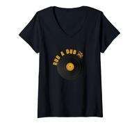 Donna Rub A Dub Reggae Disco Maglietta con Collo a V