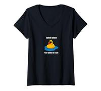 Donna Rubber Duck Meme Sarcastico Divertente Splish Splash Maglietta con Collo a V