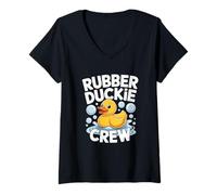 Donna Rubber Duckie Crew Squeaky Ducking Bathing Fun Anatra Maglietta con Collo a V