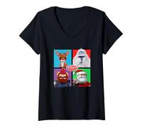 Donna Rudolph And Friends Pop Art Portraits Retro Christmas Maglietta con Collo a V