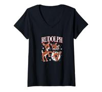 Donna Rudolph La Renna dal Naso Rosso - Rudolph con Clarice Maglietta con Collo a V