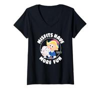 Donna Rudolph Misfits Have More Fun Hermey Retro Christmas Maglietta con Collo a V