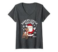 Donna Rudolph Santa's Little Helper Vintage Christmas Cartoon Maglietta con Collo a V