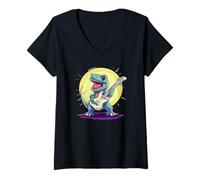 Donna Ruggente Dinosaur Rockstar per una performance leggendaria Maglietta con Collo a V