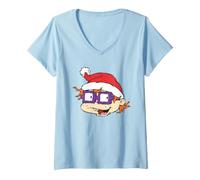 Donna Rugrats Chuckie Santa Hat Maglietta con Collo a V
