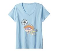Donna Rugrats Chuckie Soccer Calcio Maglietta con Collo a V