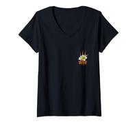 Donna Rugrats Reptar Eye Scratch Mark Monster Reveal Left Chest Maglietta con Collo a V