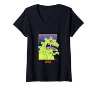 Donna Rugrats Reptar Giant Green Dinosaur Maglietta con Collo a V
