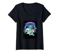 Donna Rugrats Reptar Lightning Chase With Bold Text Maglietta con Collo a V