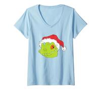 Donna Rugrats Reptor Santa Hat Maglietta con Collo a V