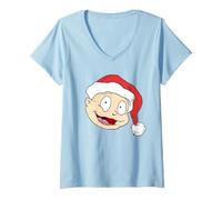 Donna Rugrats Tommy Santa Hat Maglietta con Collo a V