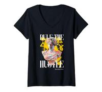 Donna Rule The Hustle Never Back Down Boss Fighter Dichiarazione Maglietta con Collo a V
