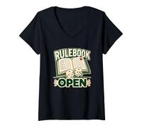 Donna RULEBOOK Open Dadi Gioco Tavolo Maglietta con Collo a V