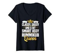 Donna Rummikub Gioco Joker King Queen Giocatore Classy Rummikub Maglietta con Collo a V