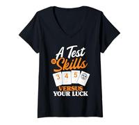 Donna Rummikub Gioco Joker Re Regina Giocatore Abilità Rummikub Maglietta con Collo a V