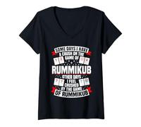 Donna Rummikub Joker Gioco King Queen Giocatore Hanno Crush Rummikub Maglietta con Collo a V