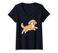 Donna Running Cavapoo Dog Breed Mom Pet Lovers Owner Maglietta con Collo a V