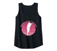 Donna Running is My Therapy Girl Runner Jogger Cardio Retro Tramonto Canotta