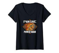 Donna Running Skeleton Pain Cave Power Hour Endurance Athlete Maglietta con Collo a V
